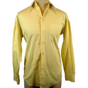 Mens Perry Ellis Cotton Blend LS Yellow Casual Shirt size 15.5-33
